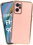 VAKIBO Golden Chrome Border Peach Coloured Soft TPU Back Cover Case With Camera Protection Suitable for Oppo A96