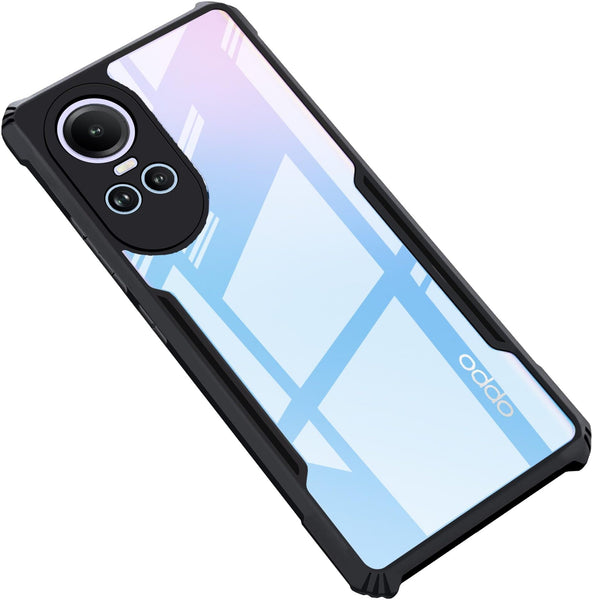 VAKIBO Best Selling Black and Transparent Back Cover Case Made With Soft TPU and Acrylic With 4 Corner and Camera Protection Suitable for Oppo Reno 10
