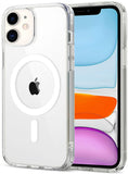VAKIBO Megnatic Magsafe White Coloured Soft with Hard back Back Cover Case With Camera Protection Ring Suitable for iPhone 11