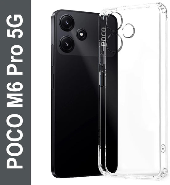 VAKIBO Premium Clear 1.5MM Thick Transparent Soft TPU Rubber Back Cover Case With Camera Protection Suitable for Mi Poco M6 Pro 5G