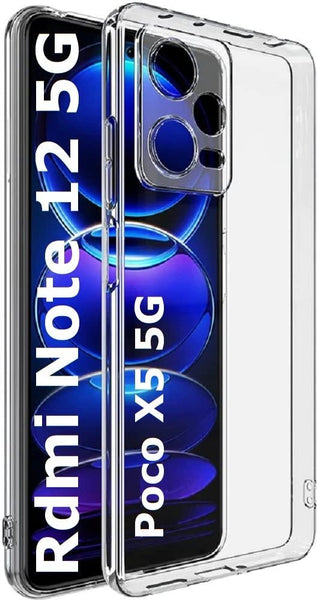 VAKIBO Premium Clear 2MM Thick Transparent Soft TPU Rubber Back Cover Case With Camera Protection Suitable for Mi Redmi Note 12 5G