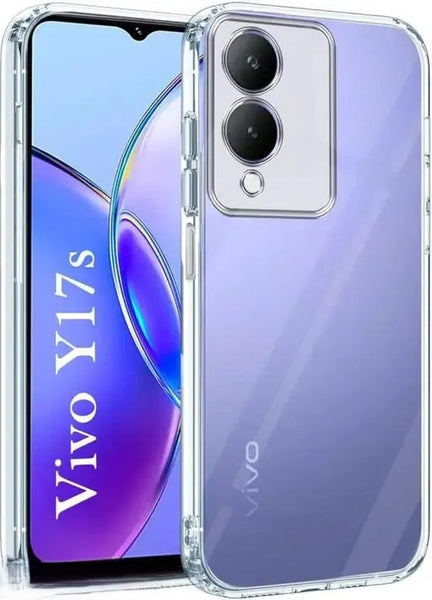 VAKIBO Premium Clear 2MM Thick Transparent Soft TPU Rubber Back Cover Case With Camera Protection Suitable for Vivo Y17s