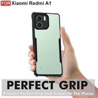VAKIBO Best Selling Black and Transparent Back Cover Case Made With Soft TPU and Acrylic With 4 Corner and Camera Protection Suitable for Mi Redmi A1