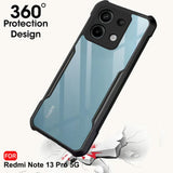 VAKIBO Best Selling Black and Transparent Back Cover Case Made With Soft TPU and Acrylic With 4 Corner and Camera Protection Suitable for Mi Redmi Note 13 Pro