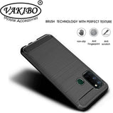 VAKIBO Carbon Fiber Brushed Black Coloured Soft TPU Back Cover Case With Camera Protection Ring Suitable for Realme 7i