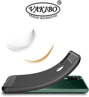 VAKIBO Carbon Fiber Brushed Black Coloured Soft TPU Back Cover Case With Camera Protection Ring Suitable for Realme 7i