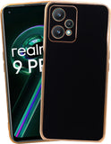 VAKIBO Golden Chrome Border Black Coloured Soft TPU Back Cover Case With Camera Protection Suitable for Realme 9 Pro