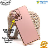 VAKIBO Golden Chrome Border Peach Coloured Soft TPU Back Cover Case With Camera Protection Suitable for Realme 9 Pro