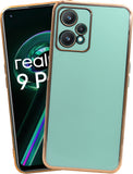 VAKIBO Golden Chrome Border Pista Green Coloured Soft TPU Back Cover Case With Camera Protection Suitable for Realme 9 Pro