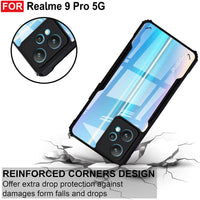 VAKIBO Best Selling Black and Transparent Back Cover Case Made With Soft TPU and Acrylic With 4 Corner and Camera Protection Suitable for Realme 9 Pro