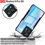 VAKIBO Best Selling Black and Transparent Back Cover Case Made With Soft TPU and Acrylic With 4 Corner and Camera Protection Suitable for Realme 9 Pro