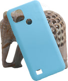 VAKIBO 1.2 MM Thick Sky Blue Coloured Soft TPU Rubber Back Cover Case With Camera Protection Ring Suitable for Realme C21