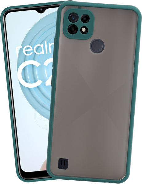 VAKIBO Smoke Design With Camera Protection Green Coloured Soft Sides and Hard Back Back Cover Case Suitable for Realme C21