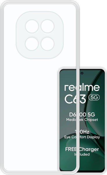 VAKIBO Premium Clear 1.5MM Thick Transparent Soft TPU Rubber Back Cover Case With Camera Protection Suitable for Realme C63 5G
