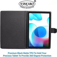 VAKIBO Premium Dotted Design Black Coloured Synthetic Leather Tablet Flip cover Suitable for Realme Pad 10.4