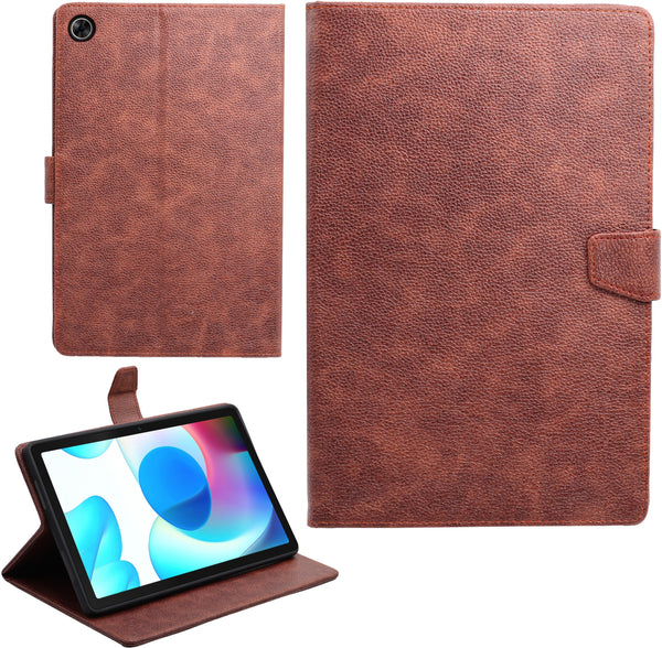 VAKIBO Premium Dotted Design Dark Brown Coloured Synthetic Leather Tablet Flip cover Suitable for Realme Pad 10.4