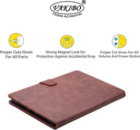 VAKIBO Premium Dotted Design Dark Brown Coloured Synthetic Leather Tablet Flip cover Suitable for Realme Pad 10.4