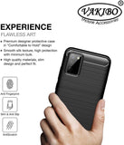 VAKIBO Carbon Fiber Brushed Black Coloured Soft TPU Back Cover Case With Camera Protection Ring Suitable for Samsung Galaxy F02s