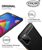 VAKIBO Carbon Fiber Brushed Black Coloured Soft TPU Back Cover Case With Camera Protection Ring Suitable for Samsung Galaxy M02s