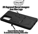 VAKIBO Iron Man 3D Mask Design Black Coloured Soft TPU Back Cover Case With Camera Protection Ring Suitable for Samsung Galaxy A72