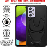 VAKIBO Iron Man 3D Mask Design Black Coloured Soft TPU Back Cover Case With Camera Protection Ring Suitable for Samsung Galaxy A72