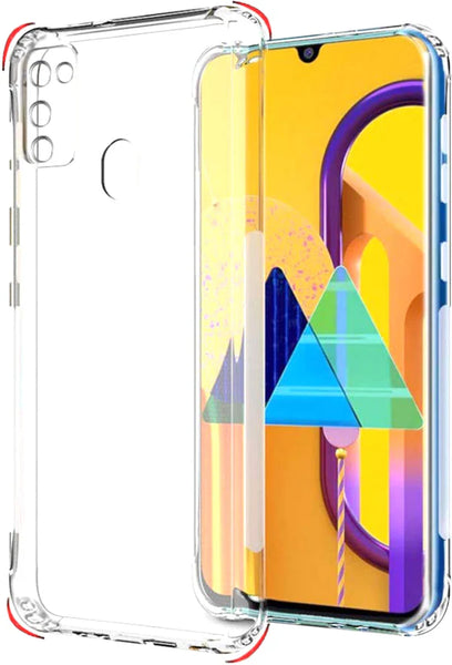 VAKIBO Super Premium Soft TPU Transparent Case With Dustplug,Side Grip,Corner Protection,lanyard Cuts,Camera Protection Suitable for Samsung M21