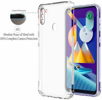 VAKIBO Super Premium Soft TPU Transparent Case With Dustplug,Side Grip,Corner Protection,lanyard Cuts,Camera Protection Suitable for Samsung M11