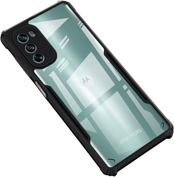 VAKIBO Best Selling Black and Transparent Back Cover Case Made With Soft TPU and Acrylic With 4 Corner and Camera Protection Suitable for Moto G52