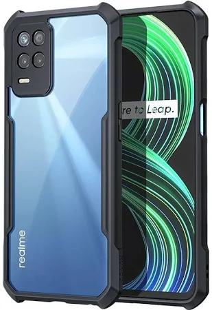 VAKIBO Super Premium Black Border Transparent Case With Corner Protection & Camera Protection Suitable for Realme 8S 5G