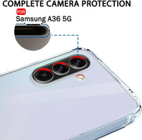 VAKIBO Premium Clear 1.5MM Thick Transparent Soft TPU Rubber Back Cover Case With Camera Protection Suitable for Samsung Galaxy A36 5G