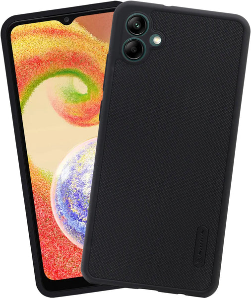 VAKIBO Niukin Dotted Design Black Coloured Soft TPU Rubber Back Cover Case With Camera Protection Ring Suitable for Samsung Galaxy M04