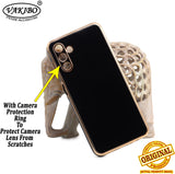 VAKIBO Golden Chrome Border Black Coloured Soft TPU Back Cover Case With Camera Protection Suitable for Samsung Galaxy A04s