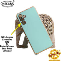 VAKIBO Golden Chrome Border Pista Green Coloured Soft TPU Back Cover Case With Camera Protection Suitable for Samsung Galaxy A13