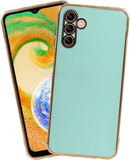 VAKIBO Golden Chrome Border Pista Green Coloured Soft TPU Back Cover Case With Camera Protection Suitable for Samsung Galaxy A04s