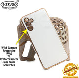 VAKIBO Golden Chrome Border White Coloured Soft TPU Back Cover Case With Camera Protection Suitable for Samsung Galaxy A13
