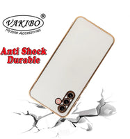 VAKIBO Golden Chrome Border White Coloured Soft TPU Back Cover Case With Camera Protection Suitable for Samsung Galaxy A13