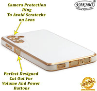 VAKIBO Golden Chrome Border White Coloured Soft TPU Back Cover Case With Camera Protection Suitable for Samsung Galaxy A13