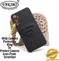 VAKIBO Super man Logo Black Coloured Soft TPU Rubber Back Cover Case Suitable for Samsung Galaxy A14 4G