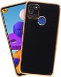 VAKIBO Golden Chrome Border Black Coloured Soft TPU Back Cover Case With Camera Protection Suitable for Samsung Galaxy A21S