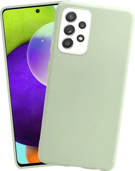 VAKIBO 1.2 MM Thick Pista Green Coloured Soft TPU Rubber Back Cover Case With Camera Protection Ring Suitable for Samsung Galaxy A52 5G