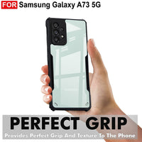 VAKIBO Best Selling Black and Transparent Back Cover Case Made With Soft TPU and Acrylic With 4 Corner and Camera Protection Suitable for Samsung Galaxy A73