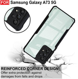 VAKIBO Best Selling Black and Transparent Back Cover Case Made With Soft TPU and Acrylic With 4 Corner and Camera Protection Suitable for Samsung Galaxy A73