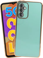 VAKIBO Golden Chrome Border Pista Green Coloured Soft TPU Back Cover Case With Camera Protection Suitable for Samsung Galaxy M23 5G