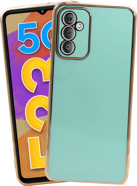 VAKIBO Golden Chrome Border Pista Green Coloured Soft TPU Back Cover Case With Camera Protection Suitable for Samsung Galaxy M23 5G