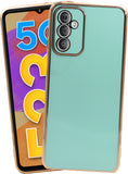 VAKIBO Golden Chrome Border Pista Green Coloured Soft TPU Back Cover Case With Camera Protection Suitable for Samsung Galaxy F23 5G