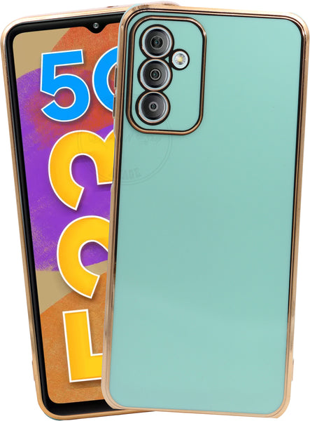VAKIBO Golden Chrome Border Pista Green Coloured Soft TPU Back Cover Case With Camera Protection Suitable for Samsung Galaxy F23 5G