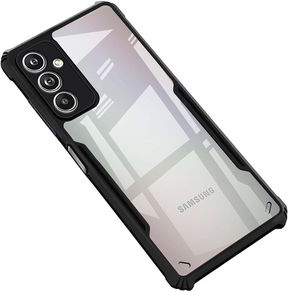 VAKIBO Best Selling Black and Transparent Back Cover Case Made With Soft TPU and Acrylic With 4 Corner and Camera Protection Suitable for Samsung Galaxy F54