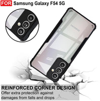 VAKIBO Best Selling Black and Transparent Back Cover Case Made With Soft TPU and Acrylic With 4 Corner and Camera Protection Suitable for Samsung Galaxy F54