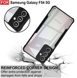 VAKIBO Best Selling Black and Transparent Back Cover Case Made With Soft TPU and Acrylic With 4 Corner and Camera Protection Suitable for Samsung Galaxy F54