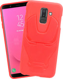 VAKIBO Iron Man 3D Mask Design Red Coloured Soft TPU Back Cover Case With Camera Protection Ring Suitable for Samsung Galaxy J8